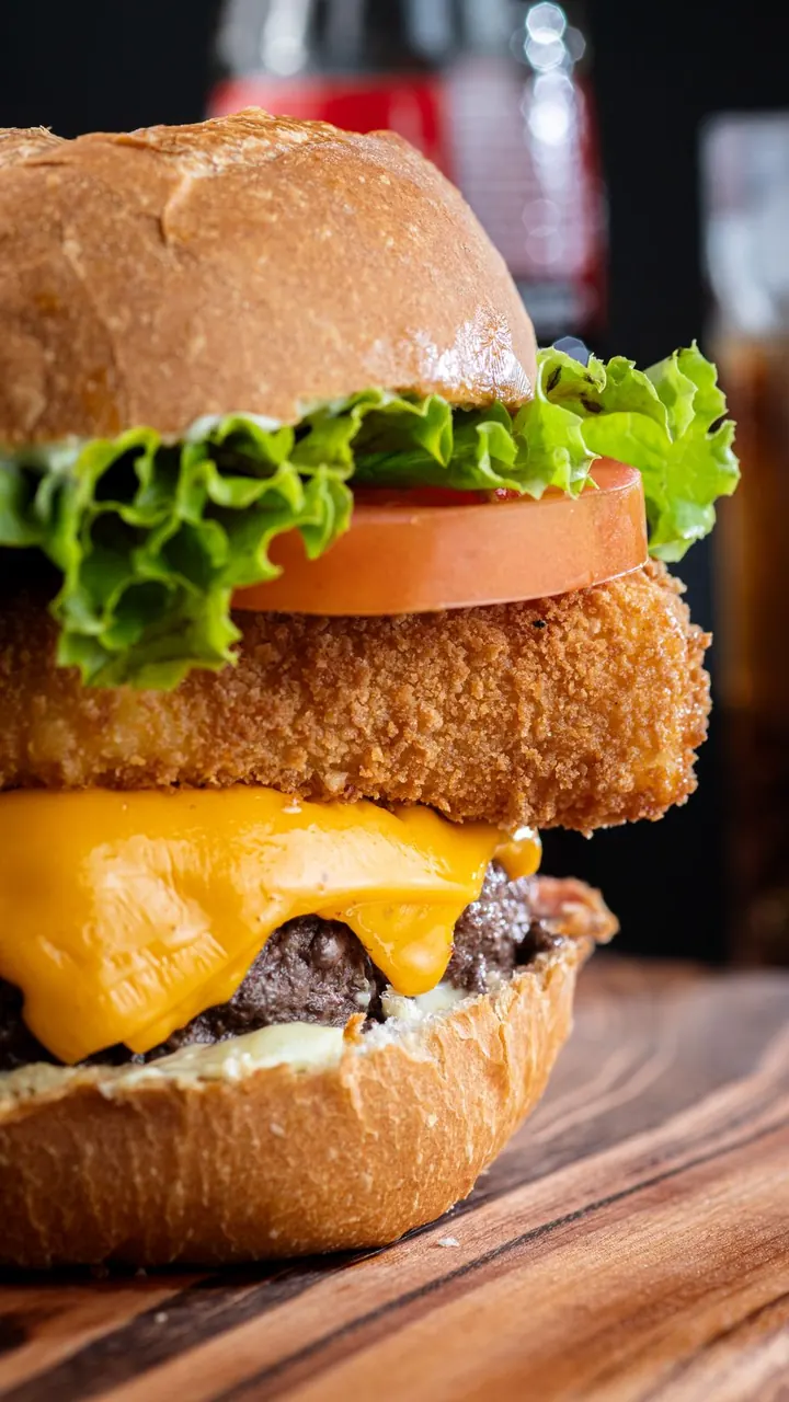 Hamburguesa doble sobre tabla, Brasa & Humo, San José