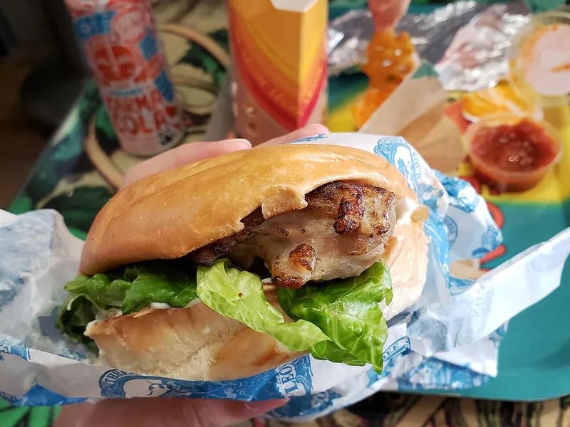 Hamburguesa de pollo en Brasa & Humo, San José