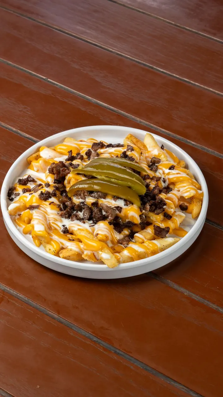 Papas con queso, carne y jalapeños, Brasa & Humo, San José